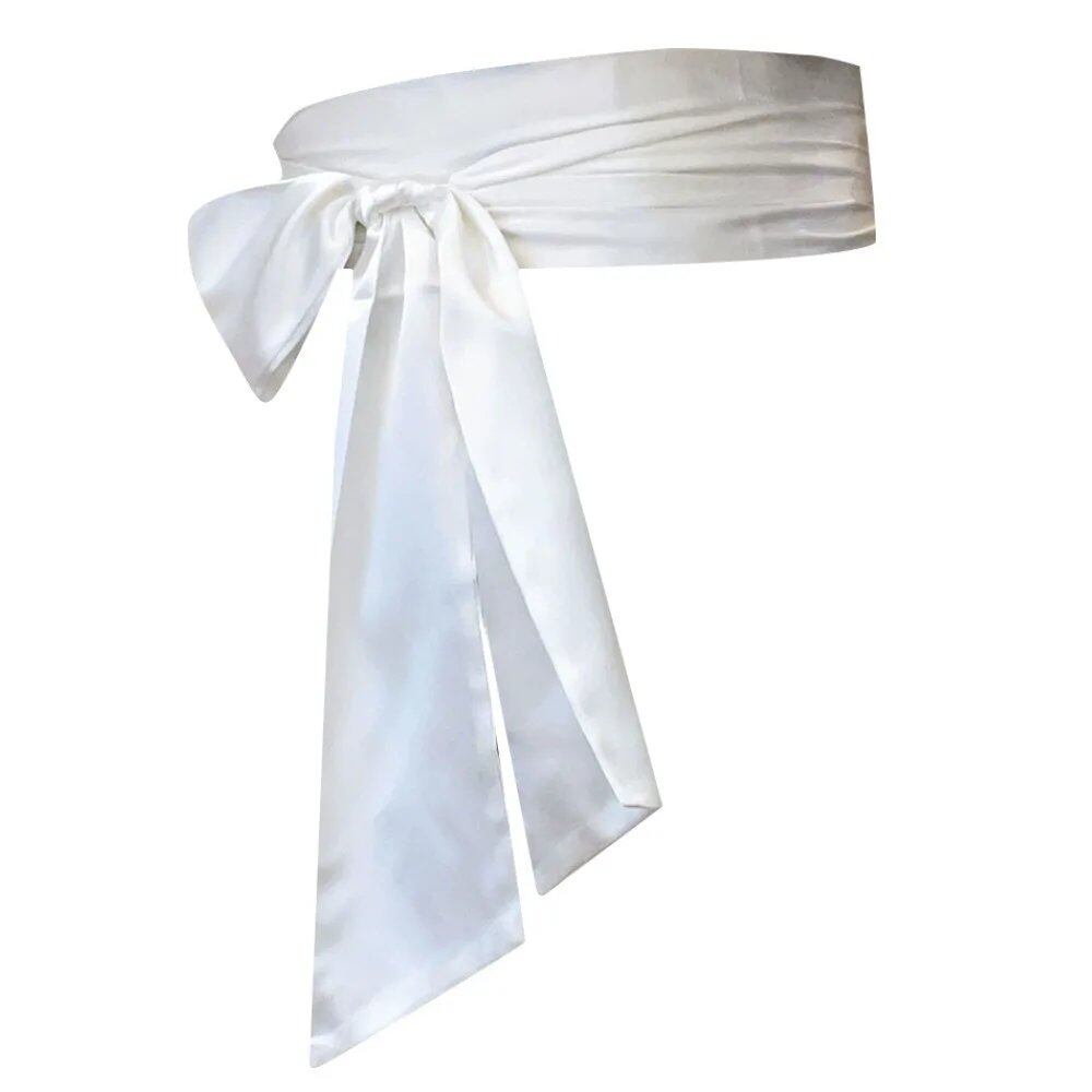 Wide Satin Silk Bow Corset Waist Belt, DIY Ribbon Decorative Waist Cover for Women, Bridal Garter, Parallel Import