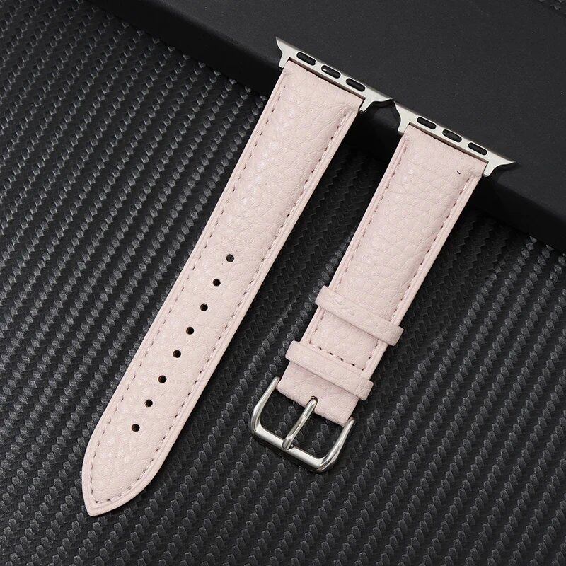 Genuine Leather Strap with Grained Design for Apple Watch 38/40/41mm, iWatch Ultra 8/7/6/SE/5/4, 42/44/45/49mm, Band Color: mm, Parallel Import