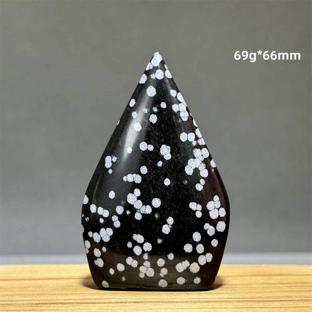 Snowflake Obsidian Freeform Ornament with Natural Quartz, Reiki, Meditation, Healing, Witchcraft, Energy Decoration, Home Gift, Color: Parallel Import