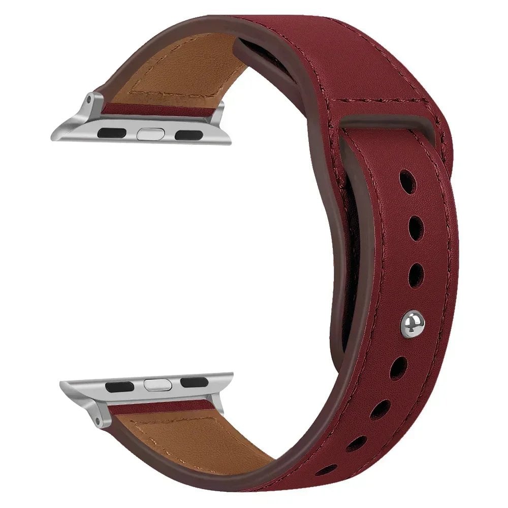 Leather Band for Apple Watch - Ultra 49mm/46mm, 44mm/40mm, 38mm/42mm, Sport Bracelet for iWatch Series 10/9/8/7/SE/6/5/3, 41mm/45mm Models, Band Color: Parallel Import
