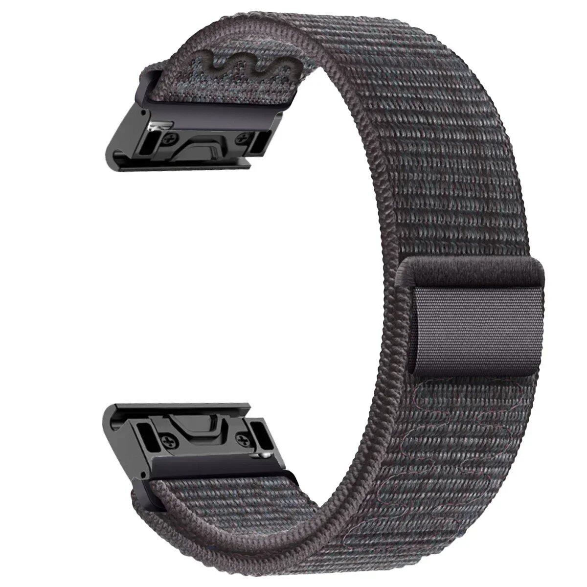 Compatible with Garmin Fenix 7X, 7 Pro, 6X, 6, 5X, 5Plus, Tactics 7, Forerunner 965, 955, and Enduro 2. 22mm/26mm nylon loop band with quick-fit strap. Band color: mm. Ships from: Parallel import.