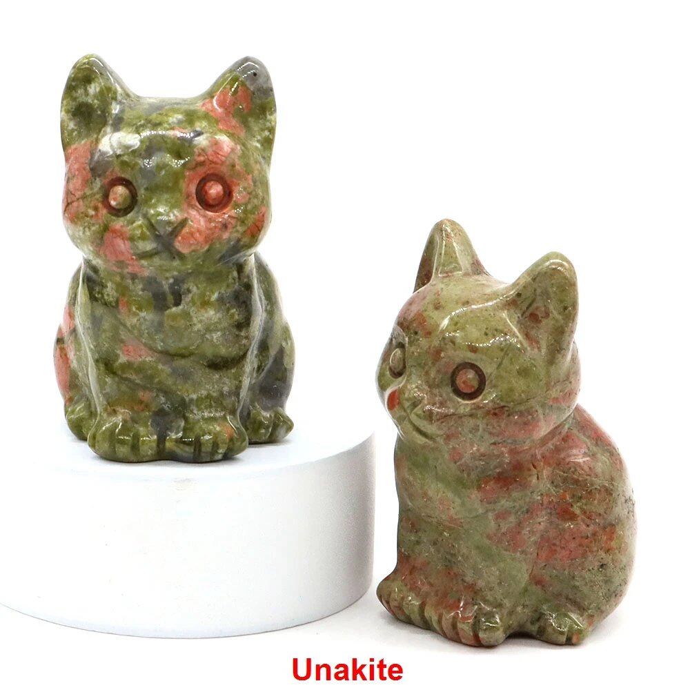 1.8-inch Natural Stone Cat Figurine, Handmade Animal Sculpture, Healing Crystal Amethyst, Craft, Chakra Meditation, Home Decor, Gift, Size: 1 Piece; Parallel Import