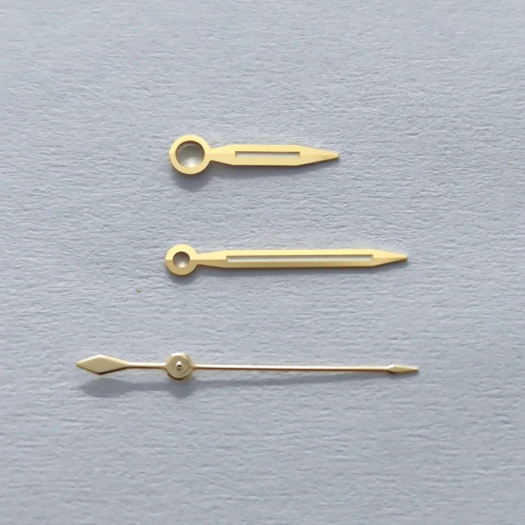 High-quality watch hands set for NH35, NH36, NH38, NH39, NH70, NH72, 7S26, 7S36, 4R35, and 4R36 watches. Available in silver, gold, rose gold, and black with fluorescent coating. Parallel import.