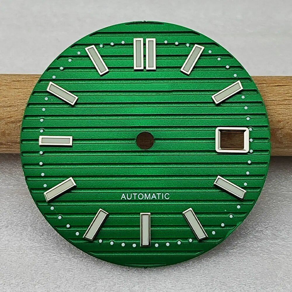 30.5mm Nautilus S Dial for NH35, Green Luminous Dial, NH35/NH36 Movement Accessory, Watch Repair Tool, Parallel Import