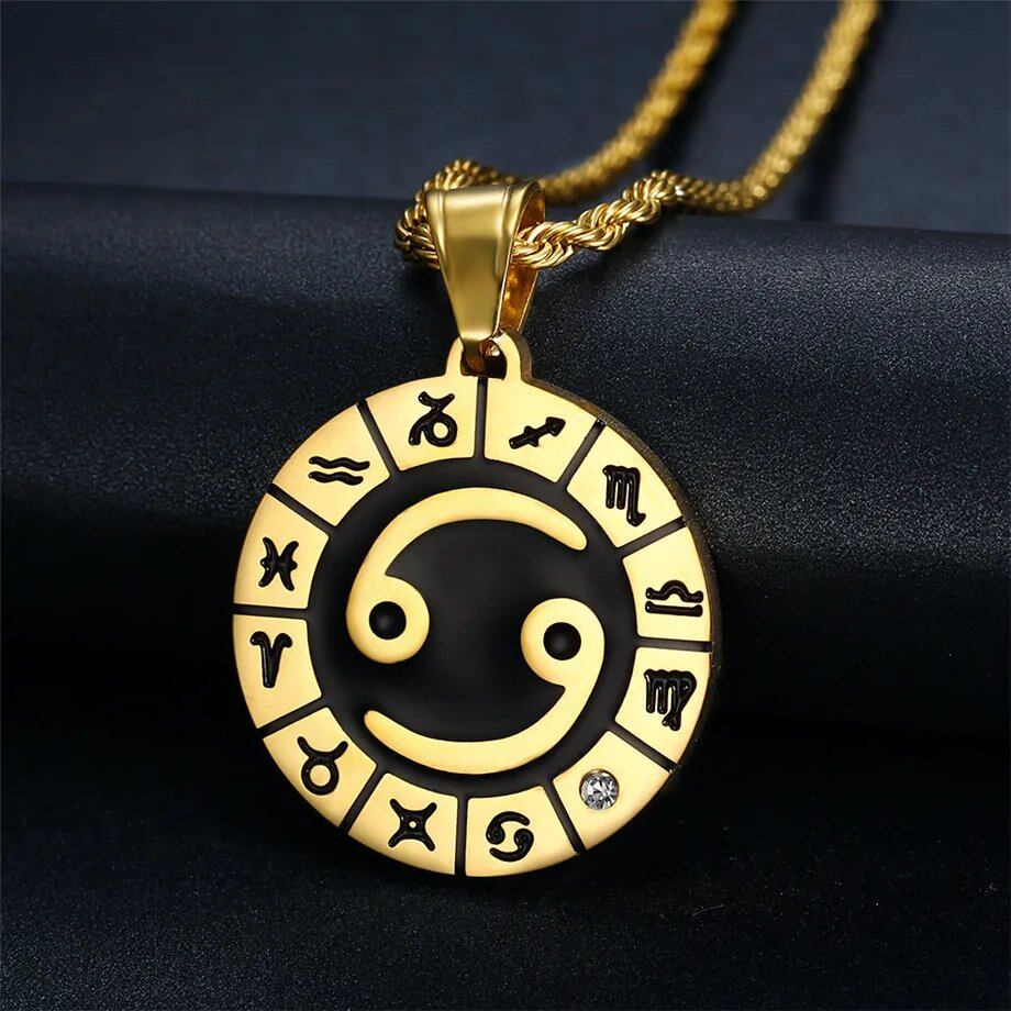 Leo 12 Zodiac Sign Necklace, Birthday Gift, Gold-Colored Stainless Steel Amulet Pendant, Zodiac Sign Jewelry, Wholesale, Parallel Import