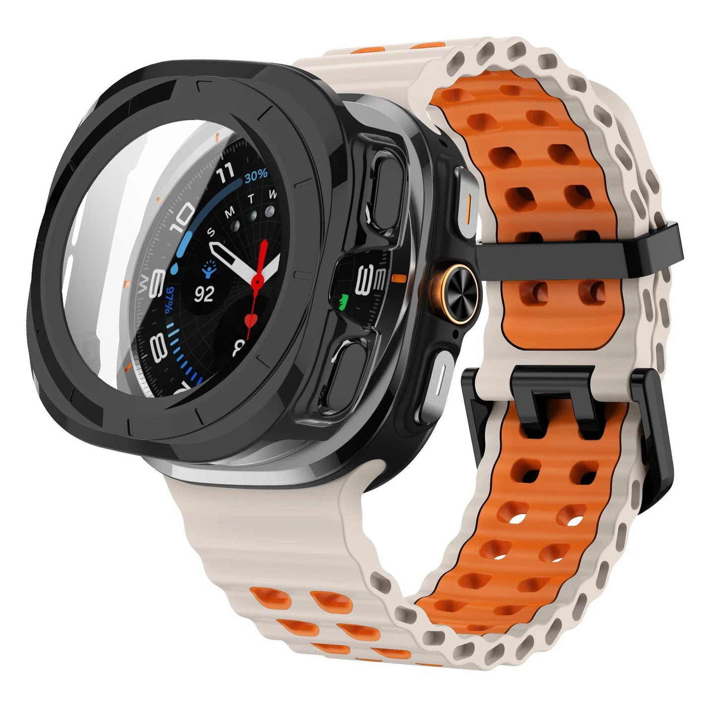 Samsung Galaxy Watch Ultra 47mm Sport Silicone Band, Marine Band + Case, Watch Band Accessory, Color: Compatible with Ultra 47mm Dial Diameter, Parallel Import
