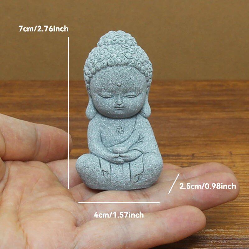 石仏像 小さな僧侶 チベット仏教フィギュア 禅ガーデン ヨガオーナメント 瞑想 ホームアクアリウム装飾 並行輸入品