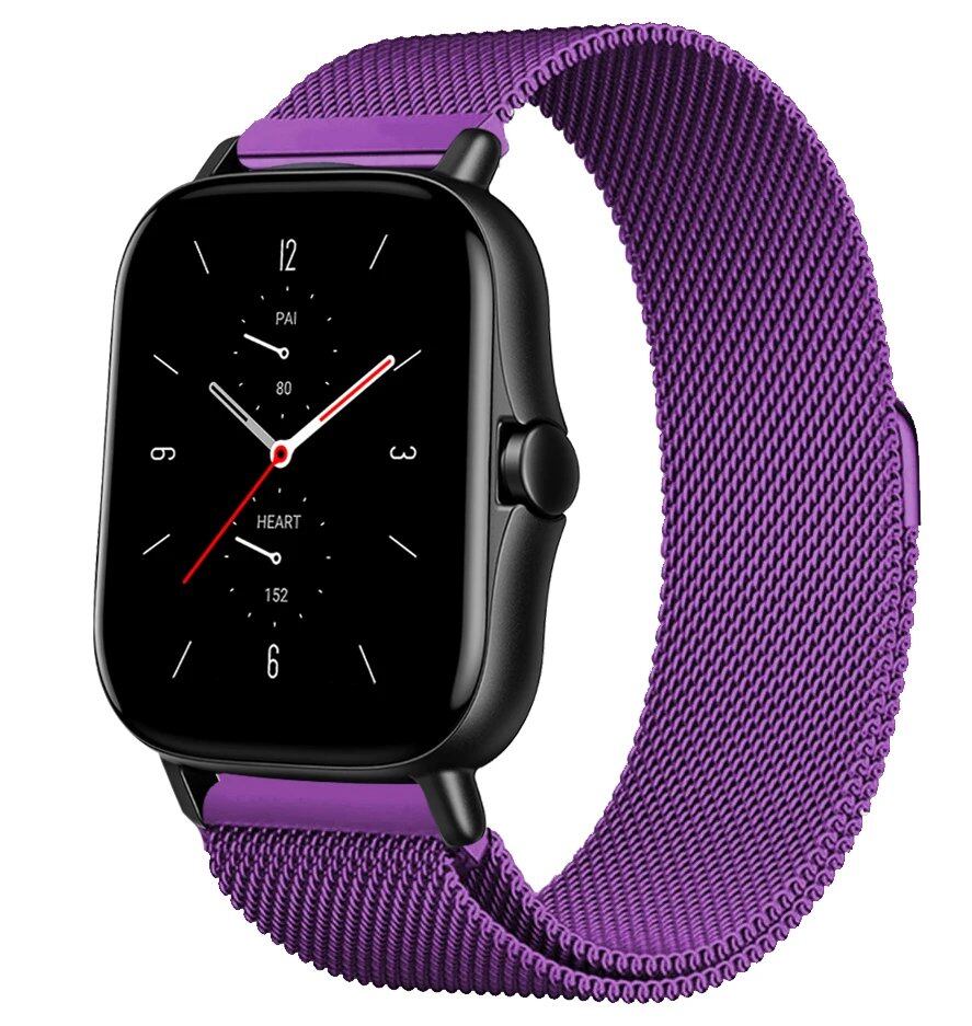 Magnetic Loop Mesh Smartwatch Band for Amazfit GTS/GTR/Bip 5 (Compatible with 20mm/22mm/47mm Watches) - Metal Mesh Strap, Band Color: mm; Ships from: Parallel Import