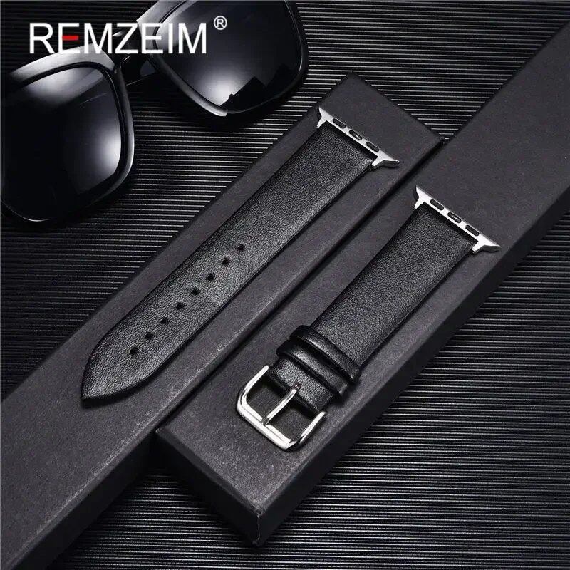 Genuine Leather Watch Strap for Apple Watch 8, 7, 6, SE, 5, 4, 3, 2, 38mm, 40mm, 41mm, 45mm, 44mm, 42mm, Blue, Band Color: mm, Parallel Import