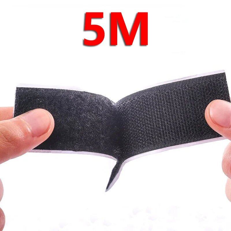 1/3/5 Meter Strong Adhesive Velcro Tape for DIY Crafts, Nylon Sticker Tape with Adhesive, 20-50mm, Black, Size: Meter, Parallel Import