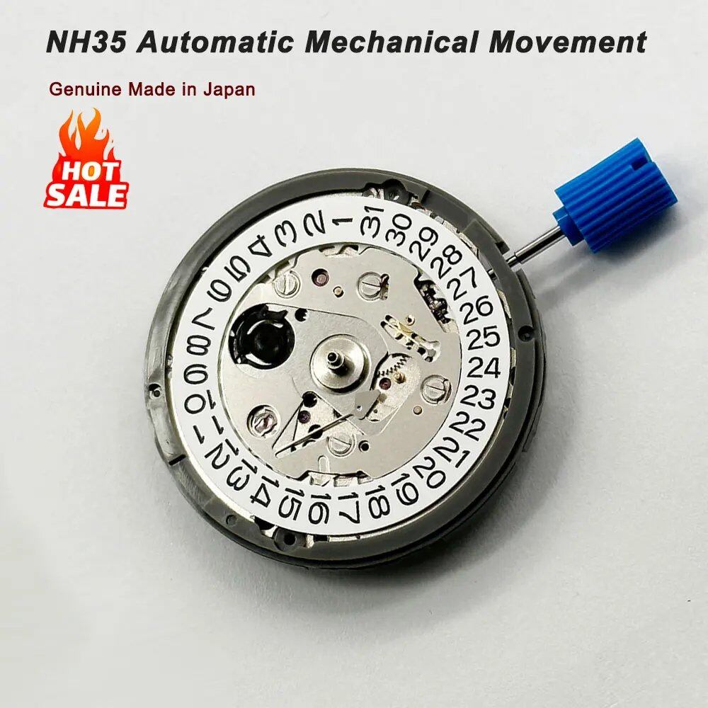 Authentic Japanese NH35 Automatic Mechanical Movement, High-Precision, 24 Jewels, Replacement for NH35A Watches, Date at 3 o'clock, Parallel Import