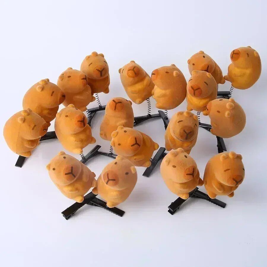 10-100 Pieces Heart-Shaped Sunglasses 3D Capybara Plush Hairpins, Stylish and Cute Capybara Hair Clips, Accessories, Headwear, Wholesale Size: Parallel Import