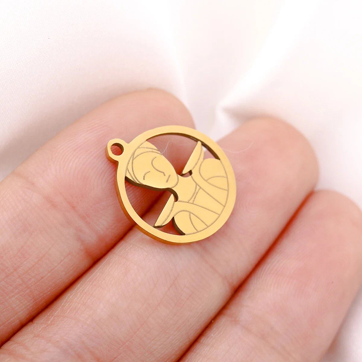 Set of 5 Round Hollow Zodiac Sign Pendants, Stainless Steel, 12 Constellation Charms, DIY Necklace, Bracelet, Jewelry Making, Metal Color: Parallel Import