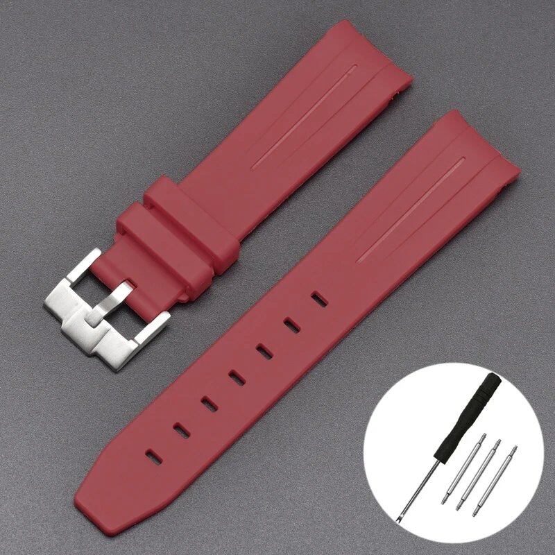 New 20mm Bent End Rubber Watch Strap for Omega Moonwatch, Joint Constellation, Men's Waterproof Sports Watch Band, Band Color: 20mm; Band Width: 20mm, Parallel Import