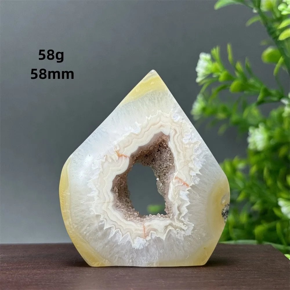 Natural Yellow Agate Geode, Freeform Torch, Mineral Energy, Home Furnishings, Meditation, Aura, Prayer, Altar, Gift, Parallel Import