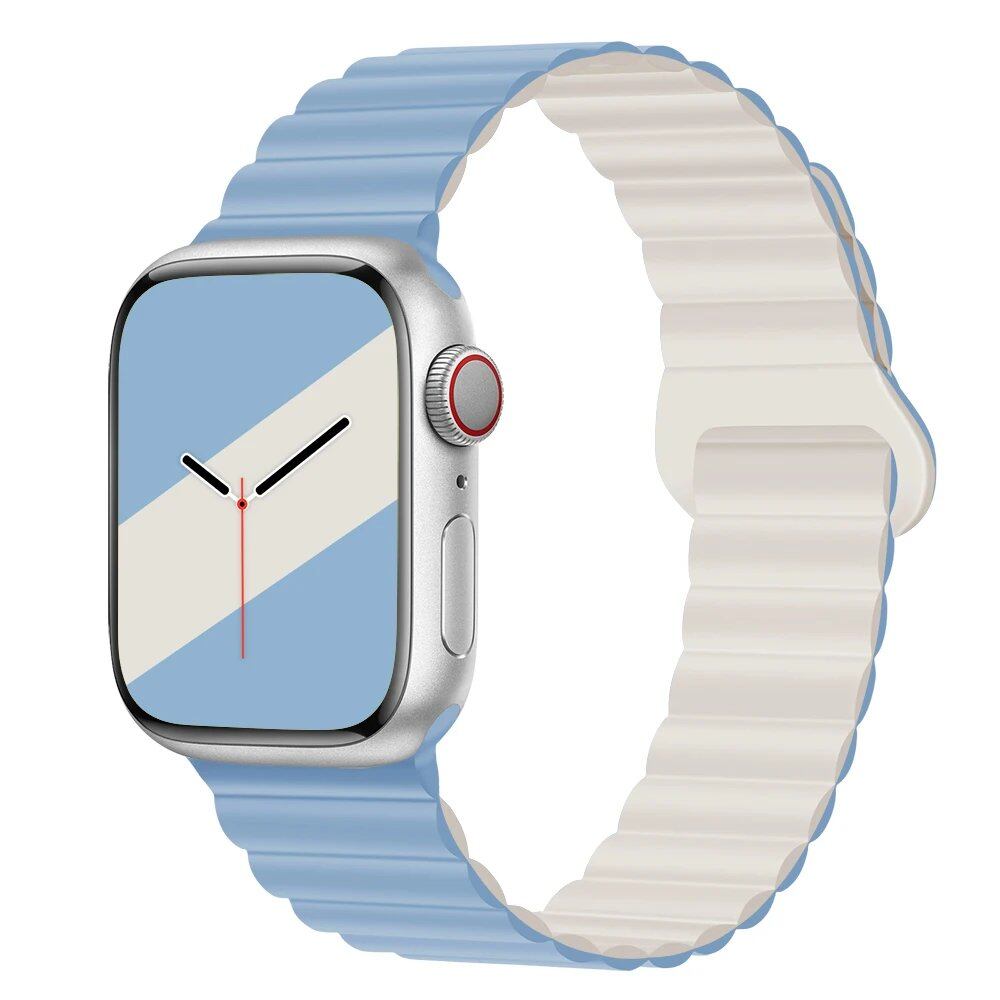 Silicone Loop Magnetic Strap for Apple Watch - Compatible with iWatch Series 8/SE/6/7/Ultra 2/9/10 (44mm/40mm/45mm/49mm/41mm/42mm/46mm) - Band Color: mm; Ships from: Parallel Import