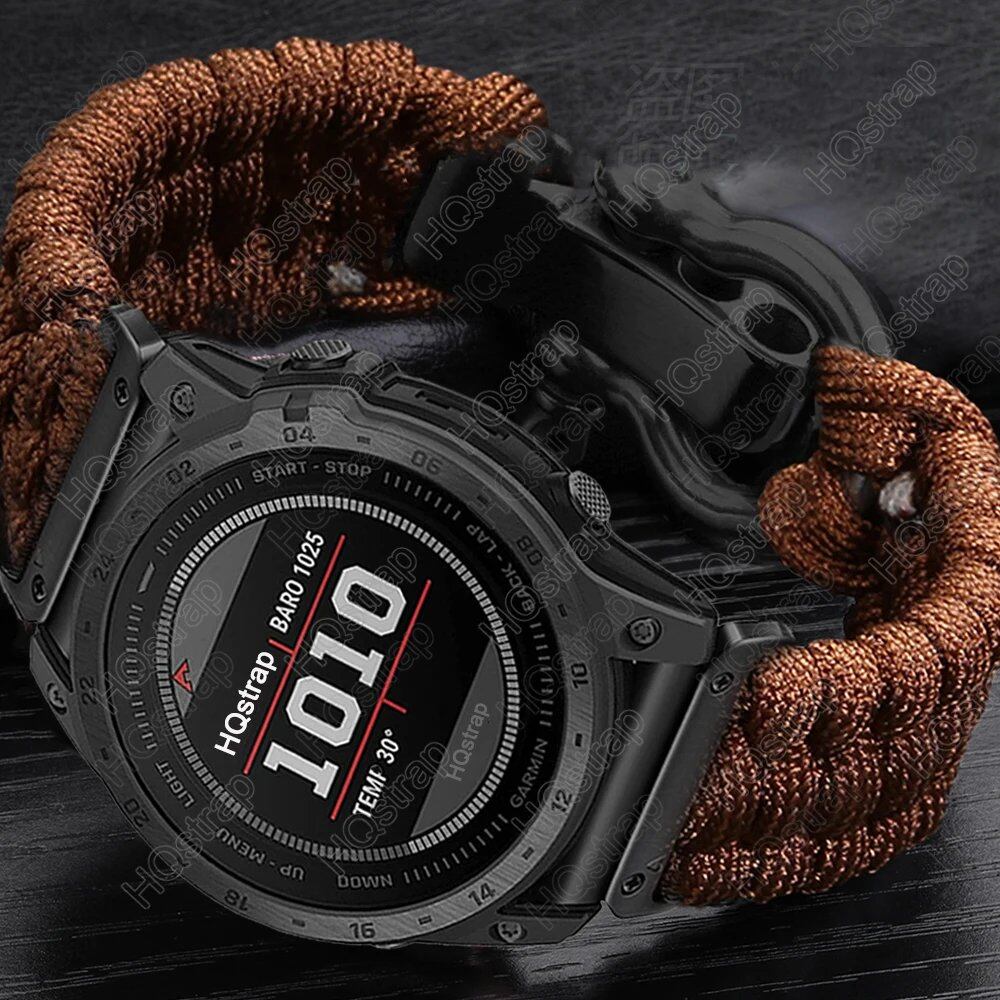 Garmin Tactics 7 Pro, Fenix 7, 6X, 6 Pro, 5X, 5 Plus, 3HR compatible sports braided nylon strap, 26mm, 22mm, 20mm adjustable, Garmin watch band size: 155-165-170mm length; band color: Parallel import
