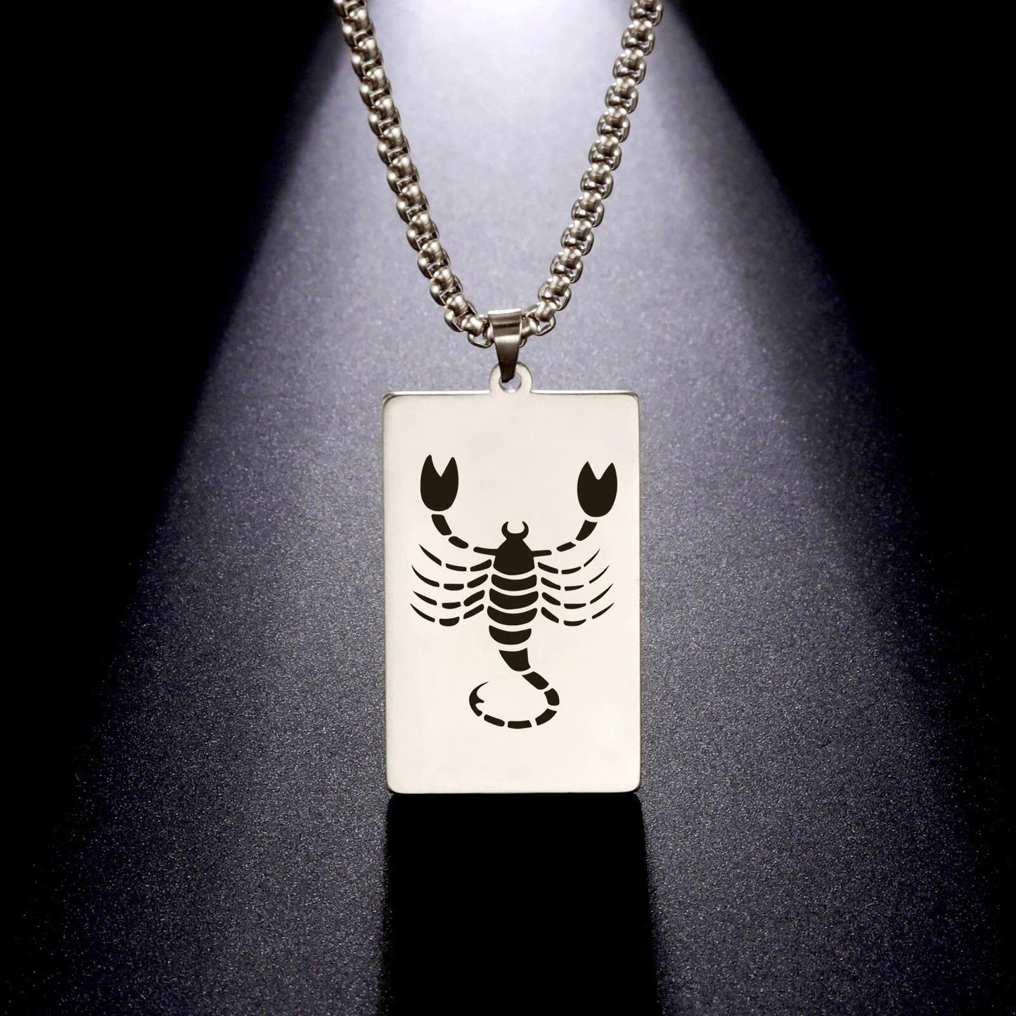 Men's 12 Zodiac Signs Pendant Necklace with Box Chain, Ancient Greek Style, Stainless Steel, Fade-Resistant, Zodiac Astrology Gift, 60cm Long; Metal Color: Parallel Import