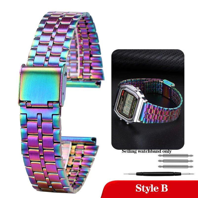 Casio 18mm Slim Steel Watch Band for A158, A159, A168, A158W, AQ-230, LA-680, B650, and AEQ-110. Metal Bracelet Strap. Band Color: 18mm; Band Width: Parallel Import.