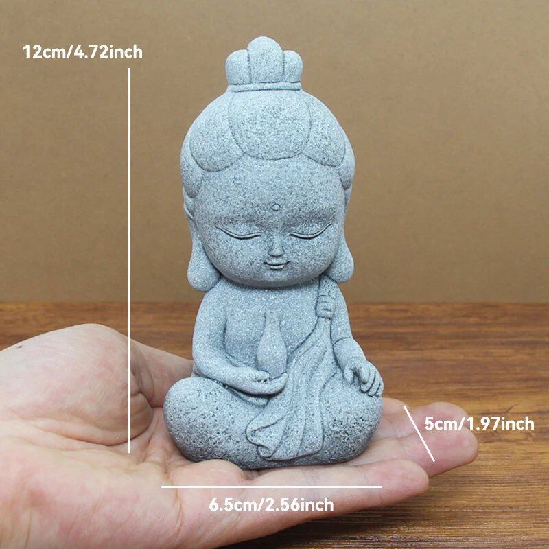 石仏像 小さな僧侶 チベット仏教フィギュア 禅ガーデン ヨガオーナメント 瞑想 ホームアクアリウム装飾 並行輸入品