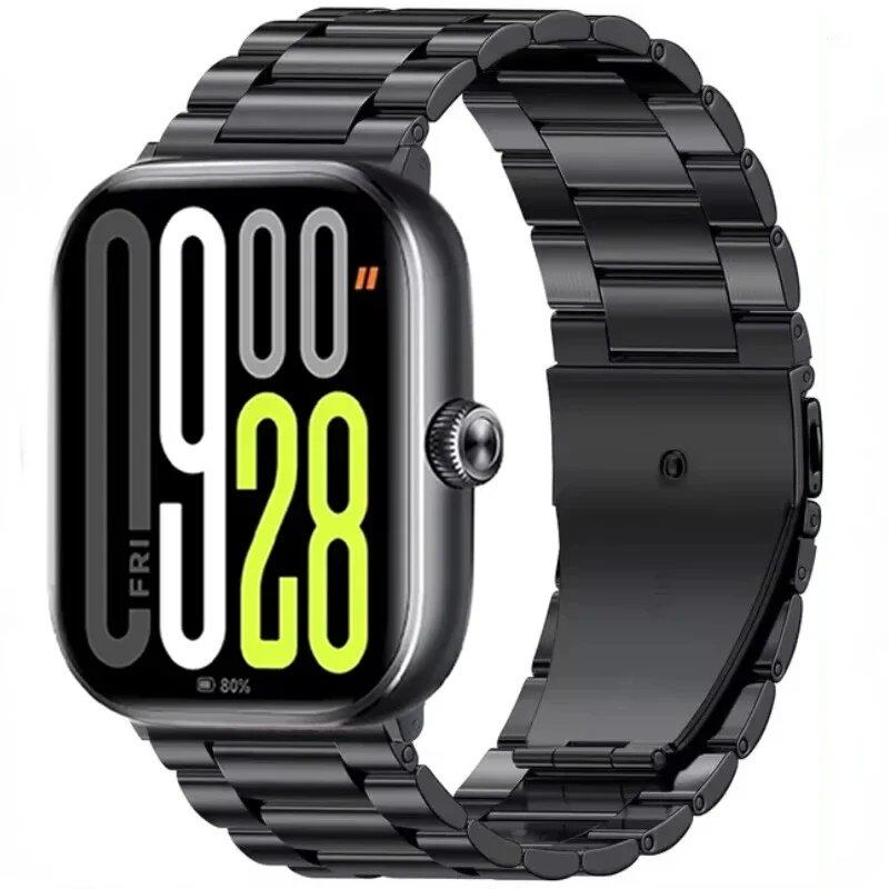Metal Strap for Redmi Watch 5/4 - Compatible with Xiaomi Band 9 Pro / Mi Band 8 Pro, Comfortable and Breathable Replacement Wristband, Bracelet, Band Color: Black, Band Width: Parallel Import