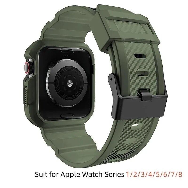 Apple Watch Bumper Case Strap, 45mm, 44mm, 42mm, 40mm, Ultra, 49mm, Durable Sport Band, Compatible with iWatch SE/8/7/6/5/4/3/2/1, Size: Parallel Import