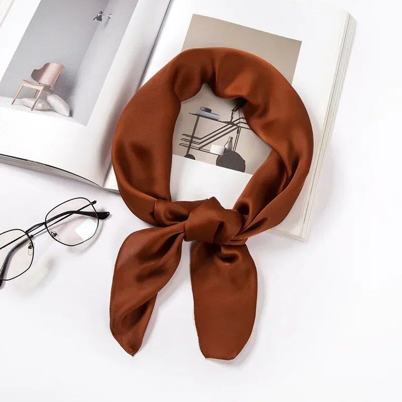 Women's 70cm Solid Shiny Satin Scarf, Square Headscarf, Stylish Neck Accessory, Bag Scarf, Wholesale Parallel Import