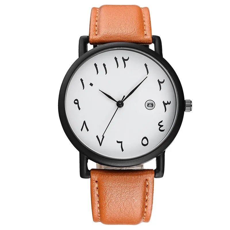 Men's 2025 Simple Sports Watch with Arabic Numerals, Analog Quartz Movement, Leather Strap, Casual Watch, Relogios Masculino, Parallel Import