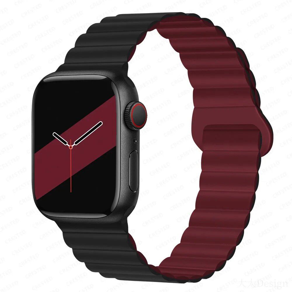 Silicone Loop Magnetic Strap for Apple Watch - Compatible with iWatch Series 8/SE/6/7/Ultra 2/9/10 (44mm/40mm/45mm/49mm/41mm/42mm/46mm) - Band Color: mm; Ships from: Parallel Import