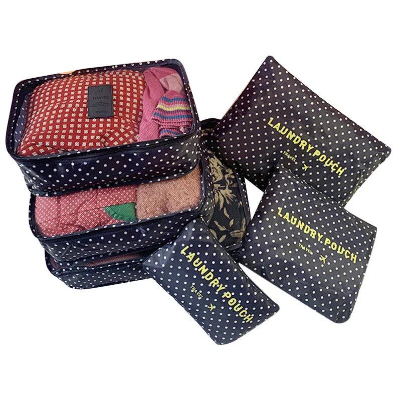 Set of 6 Travel Storage Bags for Clothes, Wardrobe, Suitcase, and Shoe Storage, Packing Cubes, Travel Organization Bags (Parallel Import)