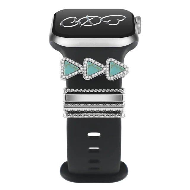 Diamond Jewelry-Embossed Band for Apple Watch Ultra 2, 9, 8, and 7, Compatible with Samsung and Huawei, 20/22mm Bracelet Strap, Band Color: ; Ships from: Parallel Import