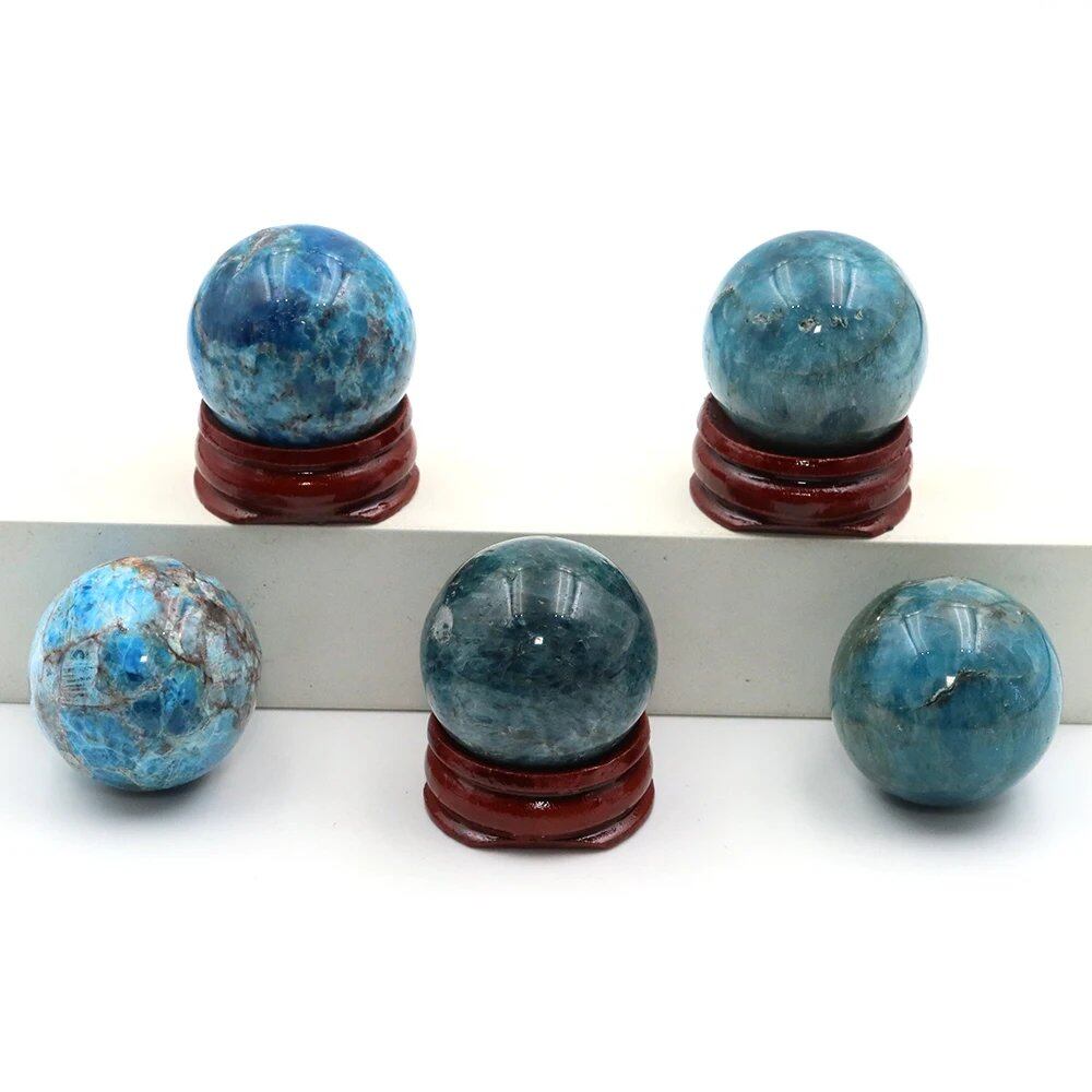 Natural Blue Apatite Quartz Ball, Mineral Specimen, Spiritual Therapy, Meditation Gem Sphere Collection, Massage Glove, Home Decor, Size: Parallel Import