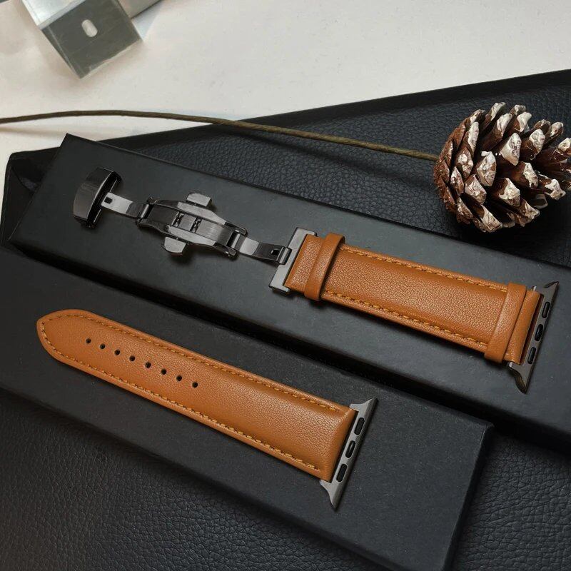 Genuine Leather Apple Watch Band, Compatible with iWatch Series 3/5/SE/6/7/8/9/Ultra 2/10, 45mm, 41mm, 44mm, 40mm, 46mm, and 49mm. Band Color: mm. Ships from: Parallel Import.