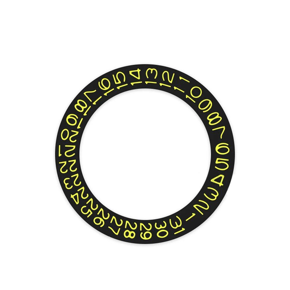 Round Calendar Disc with Date Display at 3 o'clock, Day Wheel Calendar Plate, and Date Disc for NH35 and NH36 Movements, Color: Black, Parallel Import