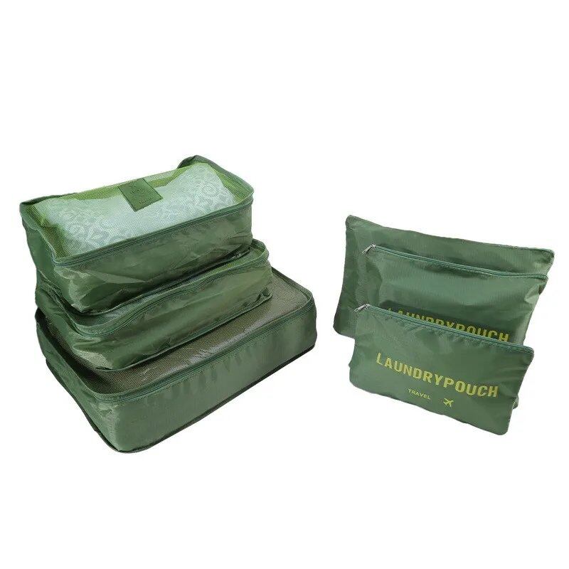 Set of 6 Travel Storage Bags for Clothes, Wardrobe, Suitcase, and Shoe Storage, Packing Cubes, Travel Organization Bags (Parallel Import)
