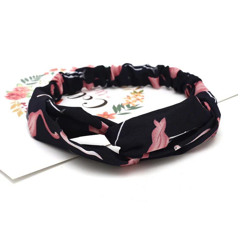 Women's Summer Bohemian Print Headband, Retro Cross Turban, Bandage Bandana, Hair Accessory, Head Wrap, Parallel Import