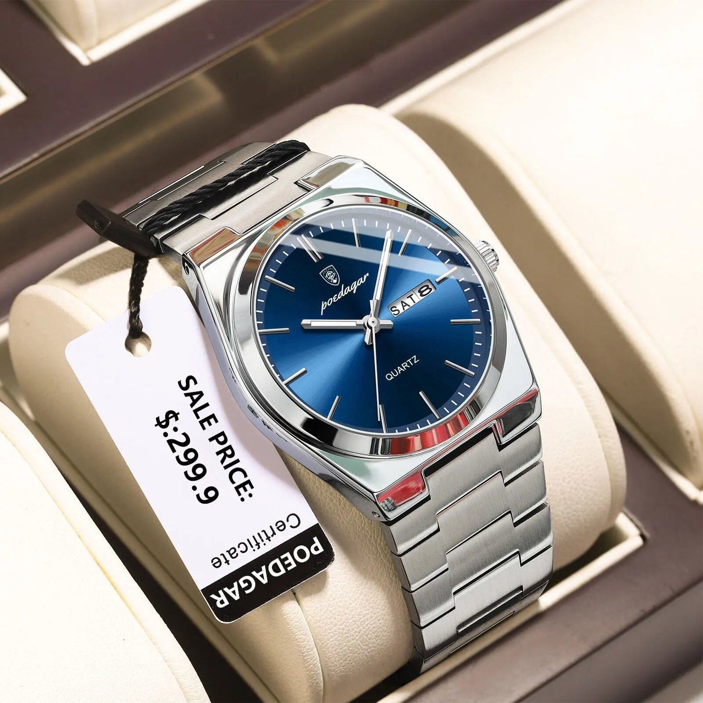 POEDAGAR High-Quality Men's Watch, Stainless Steel, Waterproof, Luminous, Date & Week, Business Quartz Movement, Color: 930, Parallel Import