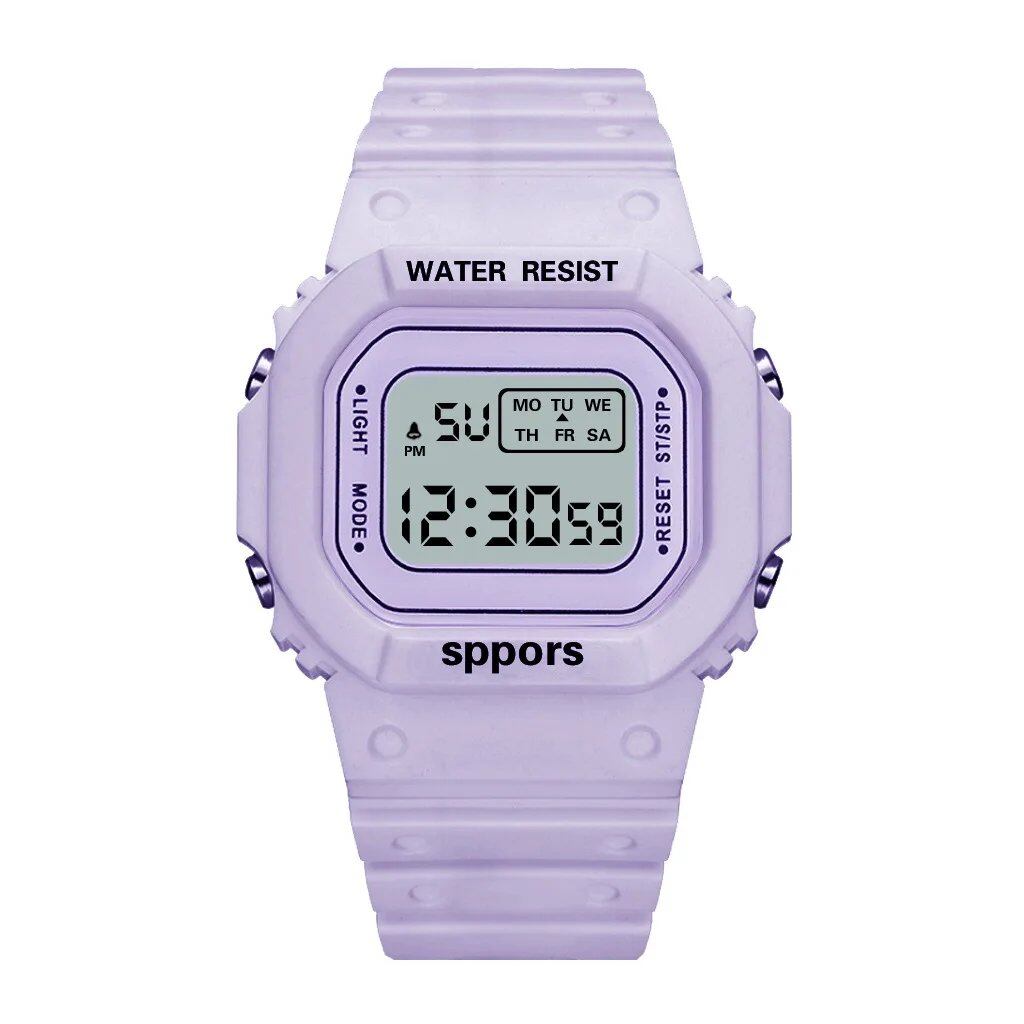 YIKAZE Sports Watch, Unisex, Student-Friendly, LED Electronic Watch, Colorful Square Shape, Waterproof, Rubber Strap, Parallel Import