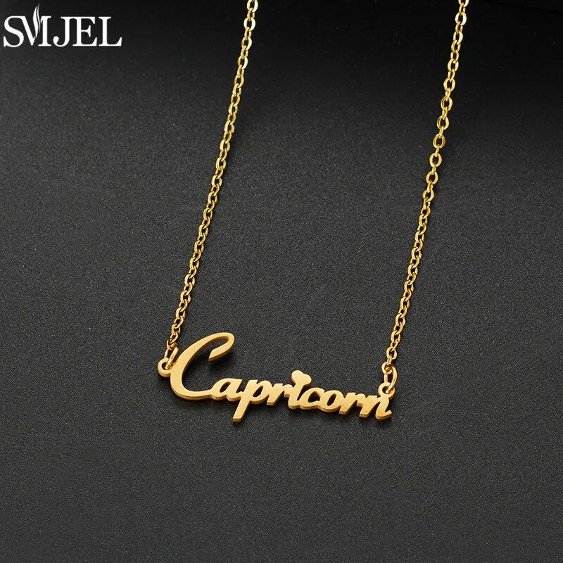 12 Zodiac Signs Jewelry Stainless Steel Zodiac Letter Necklace Aries, Leo, Taurus, Gemini, Aquarius Horoscope Christmas Gift Color: 45cm Length; Main Stone Color: Parallel Import