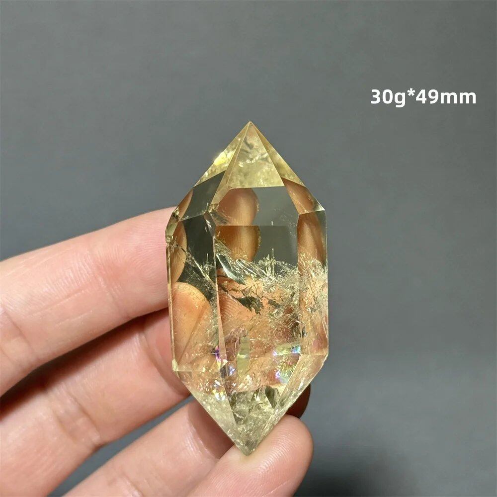 Natural Clear Citrine Double Tip Energy Bar, Reiki Healing Crystal Point, Garden Home Decor, Meditation, Spiritual Color, Parallel Import