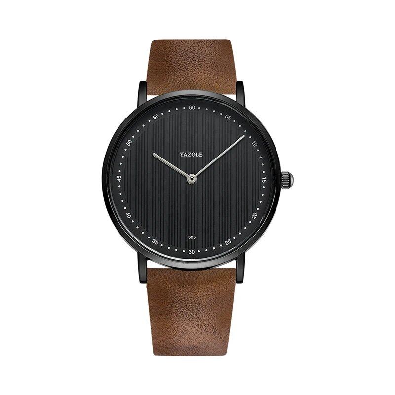 Yazor Top Brand Luxury Men's Watch, Leather Quartz Movement, Business Wristwatch, Casual Clock, Men's Relogio Masculino, Color: Black, Parallel Import