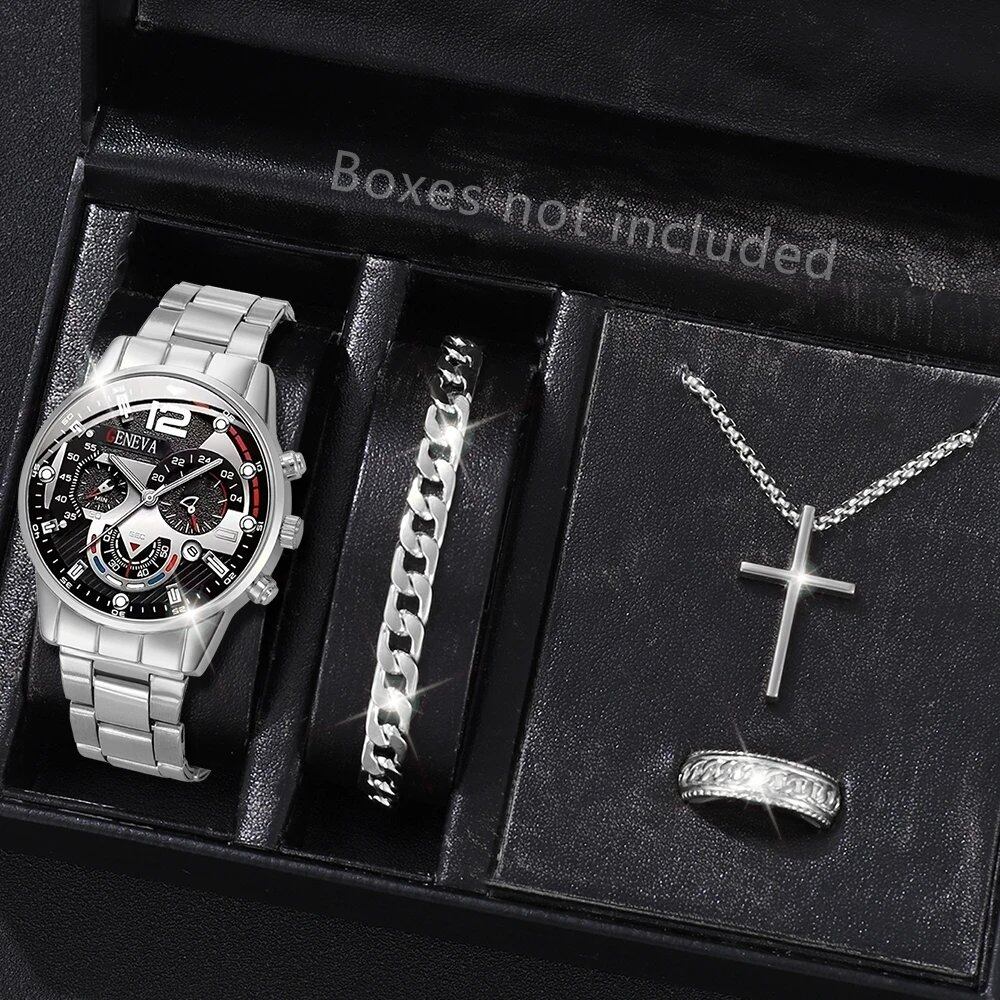 New Hot Watch Men's Stainless Steel Wristwatch, Luxury Quartz Calendar Business Watch, Parallel Import