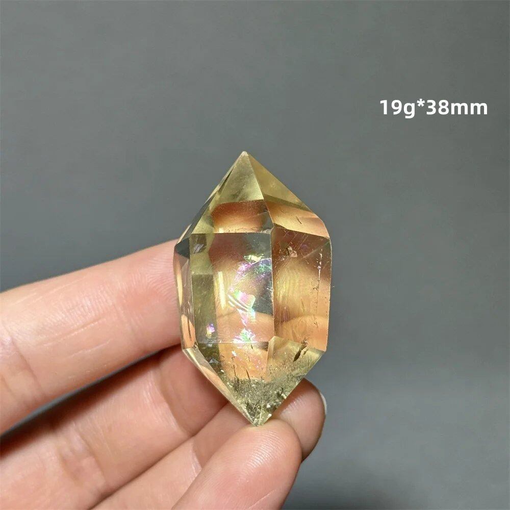 Natural Clear Citrine Double Tip Energy Bar, Reiki Healing Crystal Point, Garden Home Decor, Meditation, Spiritual Color, Parallel Import