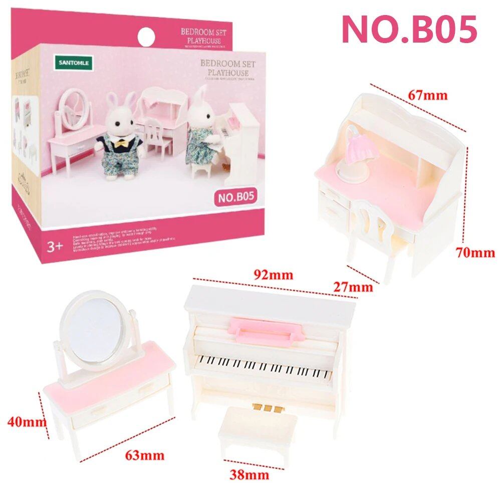 1/12 Scale Dollhouse, Forest Family, Microfilm Furniture, Bathroom, Kitchen, Dining Room, Bed, Wardrobe, Model House, Playhouse, Girl's Birthday Gift, Color: B, Parallel Import