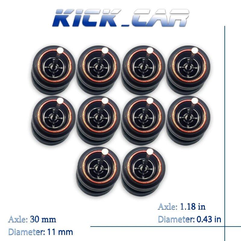 1/64 Scale 4-Spoke Wheels with Fixed Rubber Tires, Custom Parts for Toy Models and Diecast Cars, Compatible with Hot Wheels (Set of 5, for 5 Cars), Color: Parallel Import