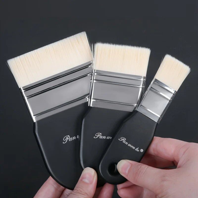 1/3" Board Brush, Nylon Paintbrush, Wooden Paint Brush for Gouache, Watercolor, Oil, Acrylic, Wall Painting, Art Supplies, Parallel Import