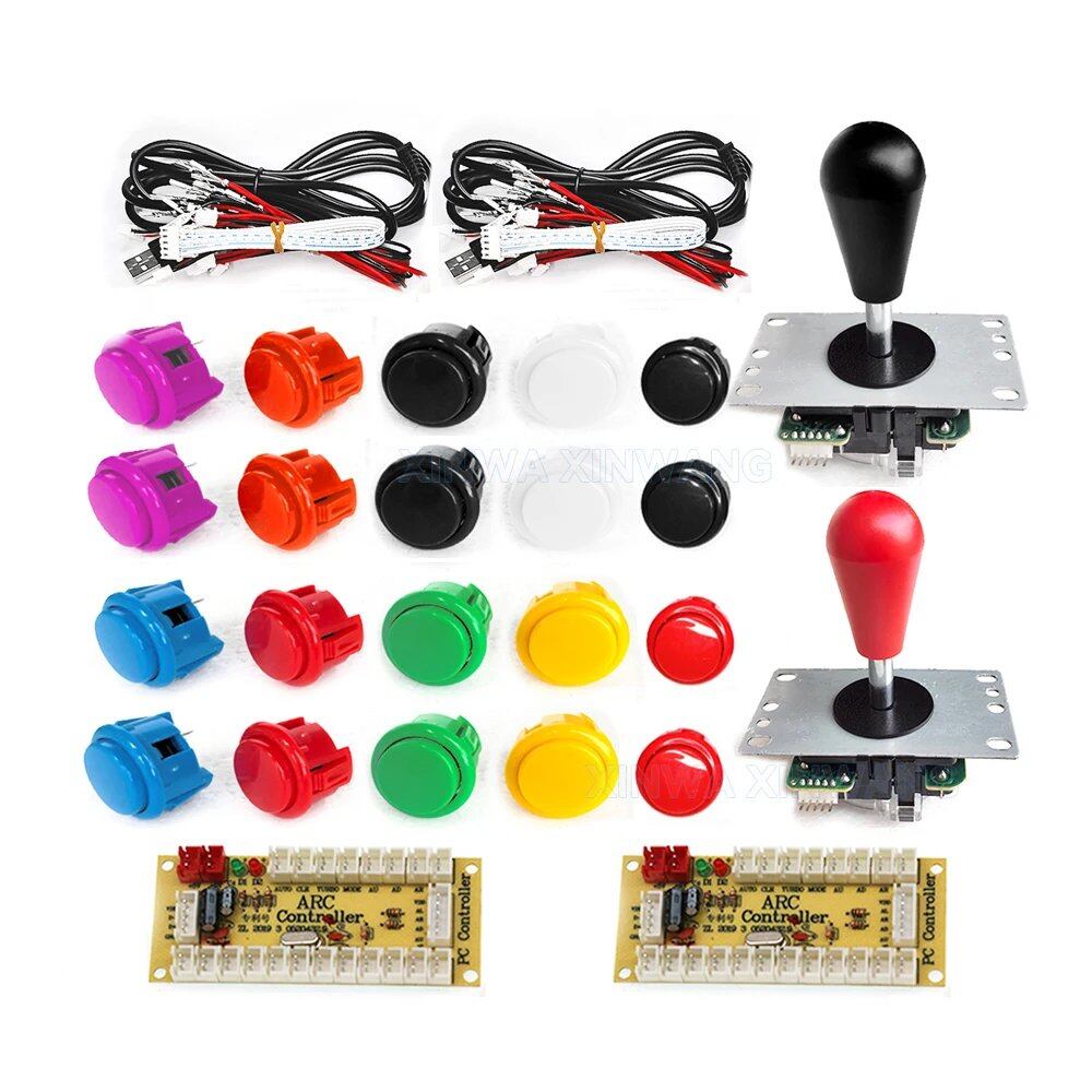 SANWA 8-Way Joystick, Zero Delay USB Controller, DIY Game Arcade Joystick Kit with 24/30mm Push Buttons, for PC and Raspberry Pi, Color: Imported