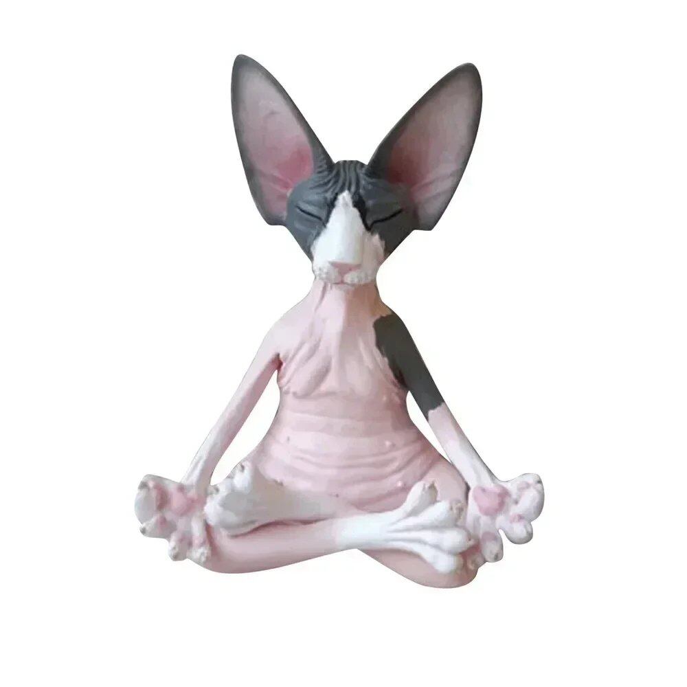 「ユニークなブッダスフィンクス猫フィギュア 瞑想ヨガハッピーキャット デコレーションアート 屋外ガーデン彫像」 カラー: 8cm 並行輸入品