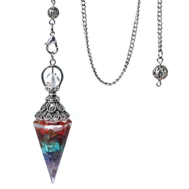 1 Orgone Pendulum for Energy Healing, Chakra Divination, with Tip, Natural Crystal Stone Chip Bead Pendant, Yoga, Meditation Pendant; Product Diameter: 18 x 60mm, Parallel Import