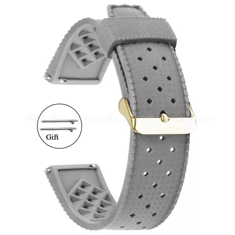 Premium-grade Tropic Silicone Watch Strap, 20mm, 22mm, Seiko, Oris, Omega, Quick Release, Diving, Waterproof, Rubber Bracelet, Band Color: mm, Parallel Import